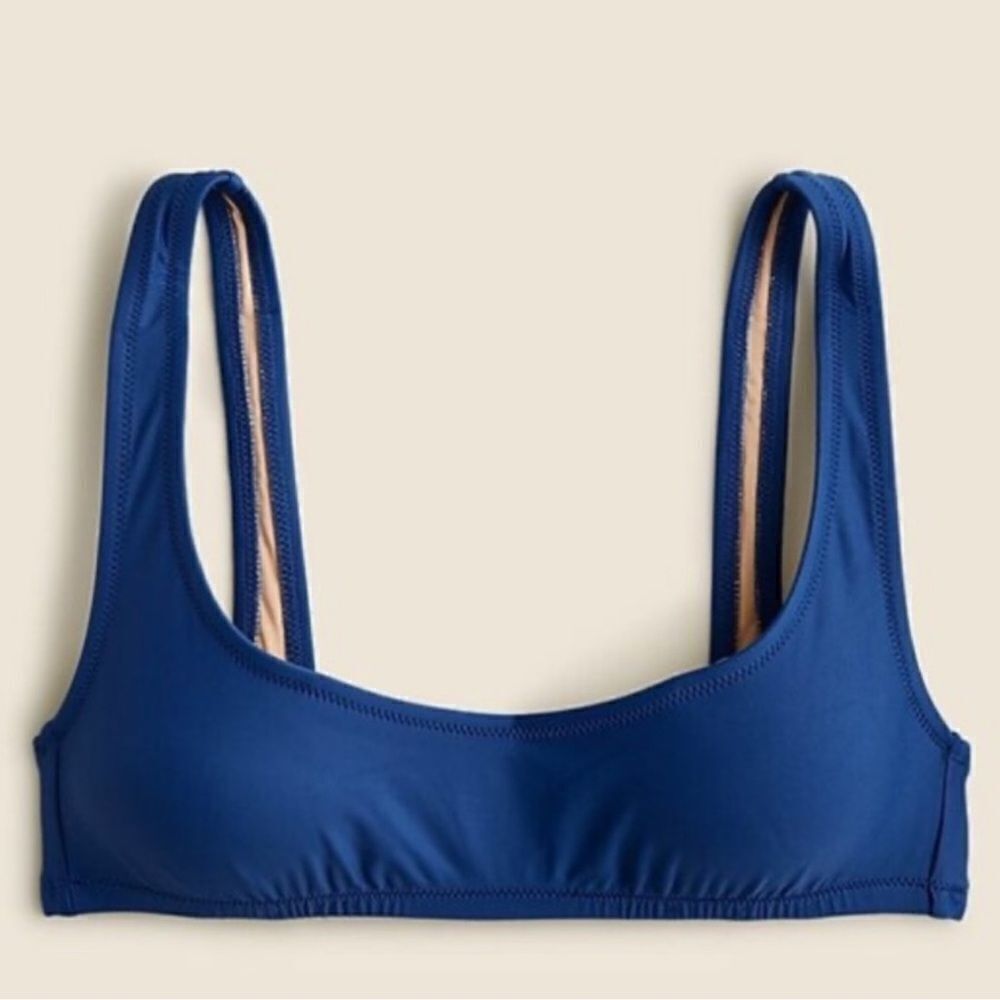 J. CREW Heritage Scoop Neck Bikini Top Harbor View Blue *NEW*